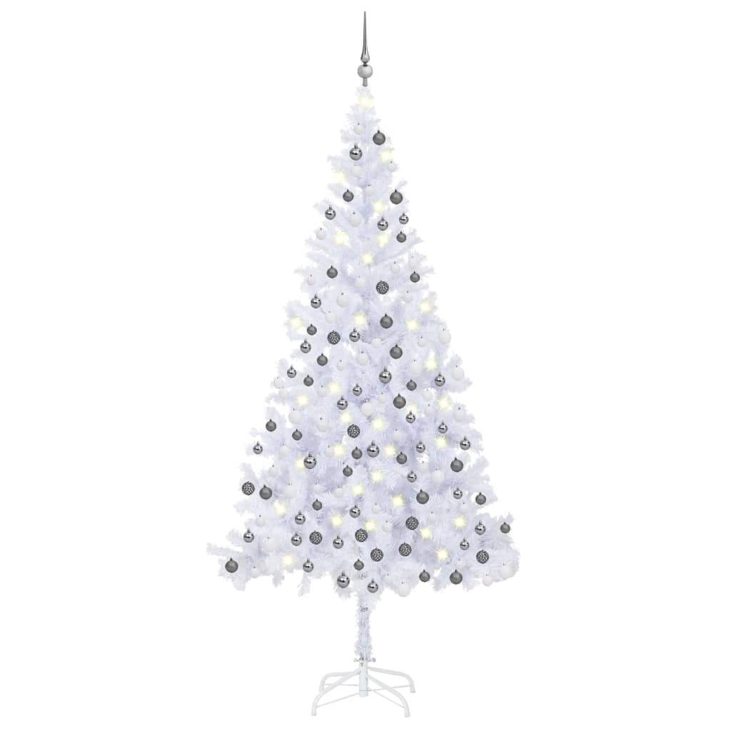 vidaXL Artificial Christmas Tree with LEDs&Ball Set L 94.5" White