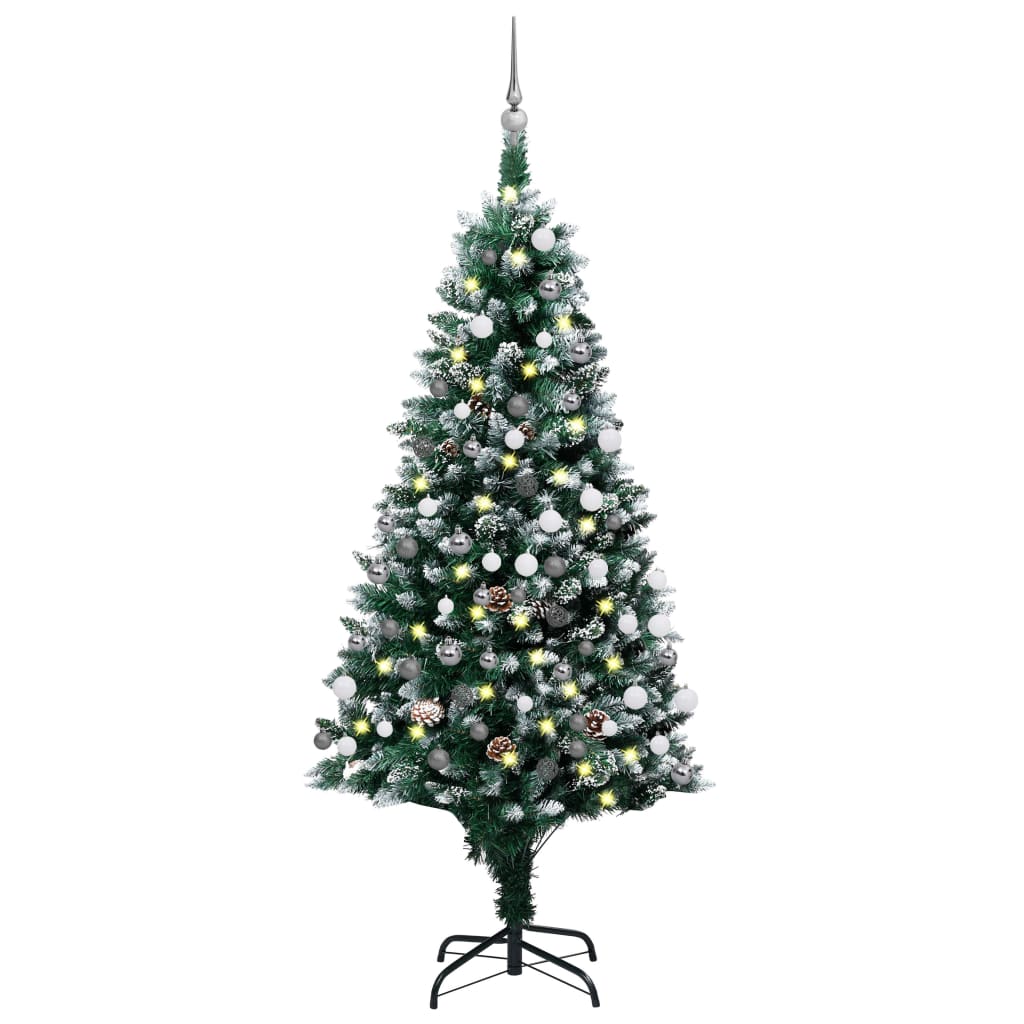 vidaXL Artificial Christmas Tree with LEDs&Ball Set&Pine Cones 70.9"