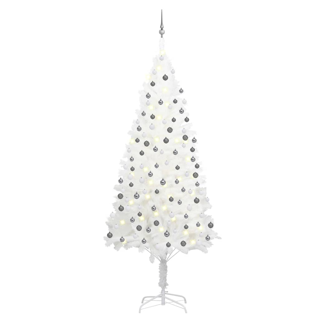 vidaXL Artificial Christmas Tree with LEDs&Ball Set White 94.5"