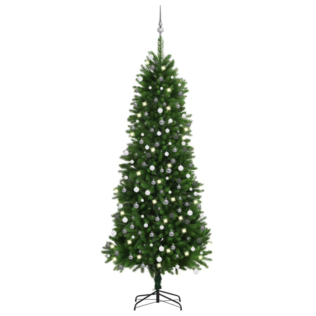 vidaXL Artificial Christmas Tree with LEDs&Ball Set 94.5" Green