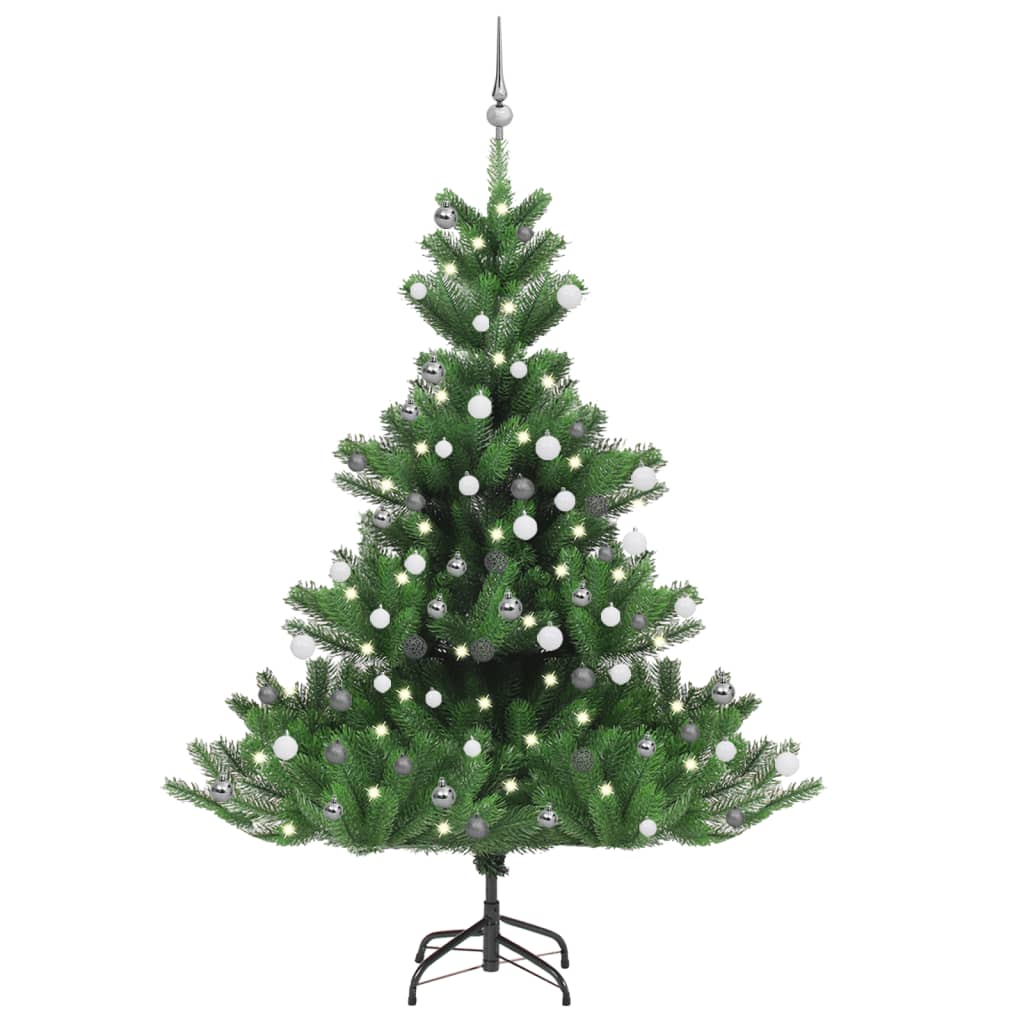 vidaXL Nordmann Fir Artificial Christmas Tree LED&Ball Set Green 70.9"