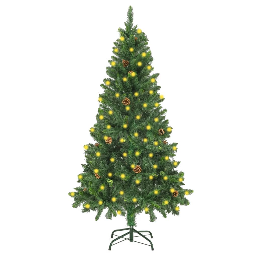 vidaXL Artificial Christmas Tree with LEDs&Pine Cones Green 59.1"