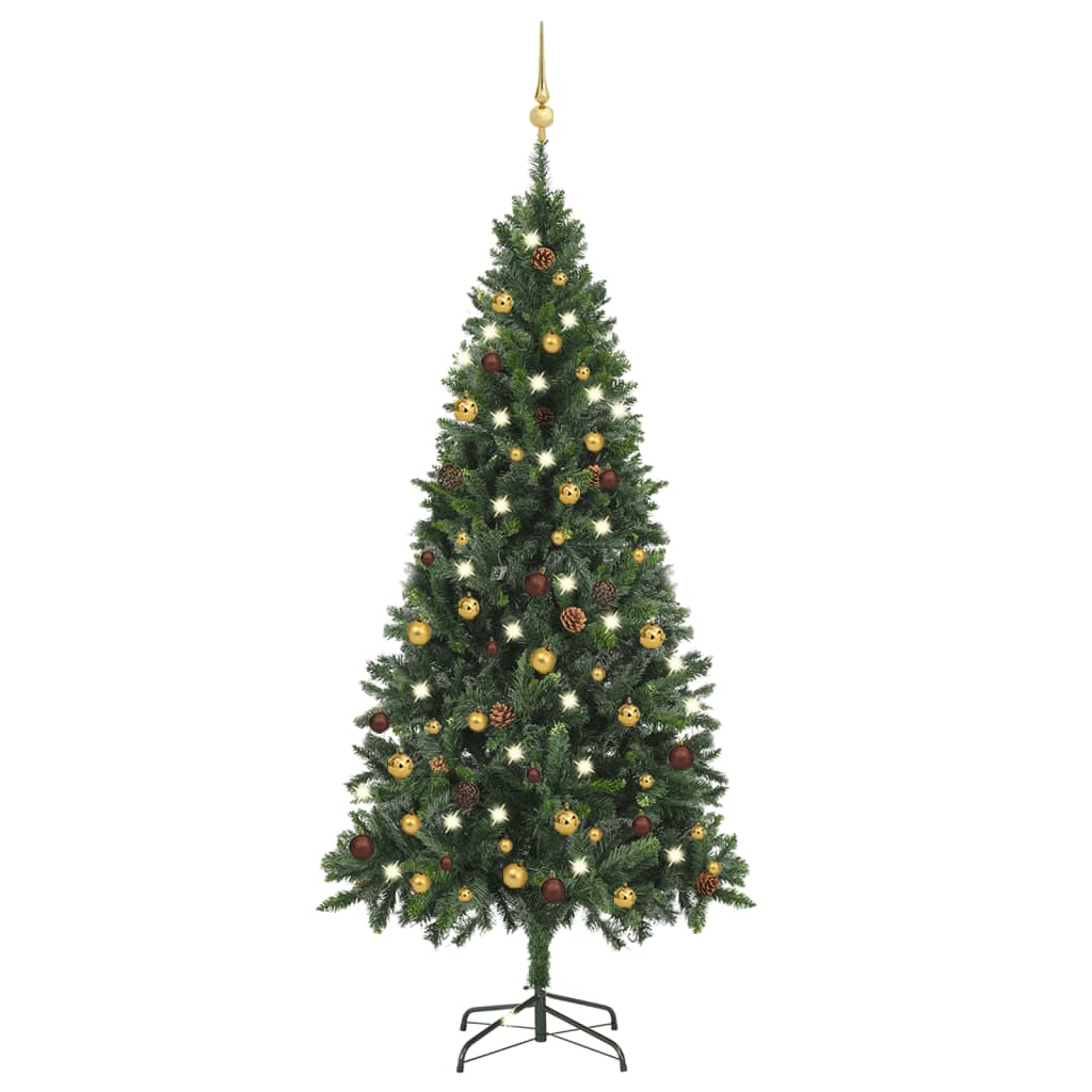 vidaXL Artificial Christmas Tree with LEDs&Ball Set Green 70.9"