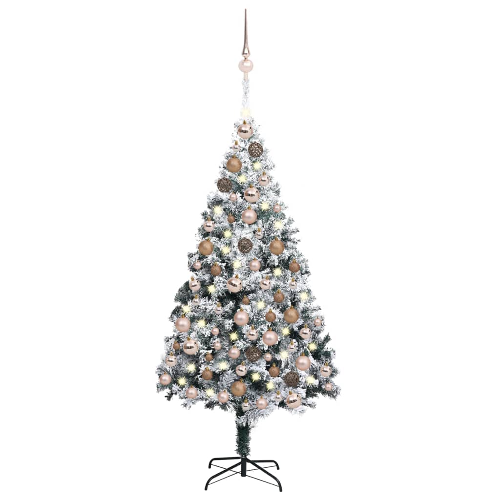 vidaXL Artificial Christmas Tree with LEDs&Ball Set Green 70.9" PVC