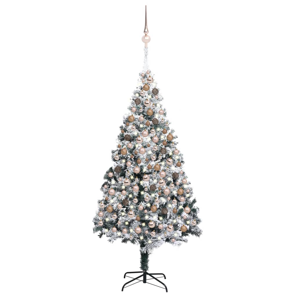 vidaXL Artificial Christmas Tree with LEDs&Ball Set Green 82.7" PVC