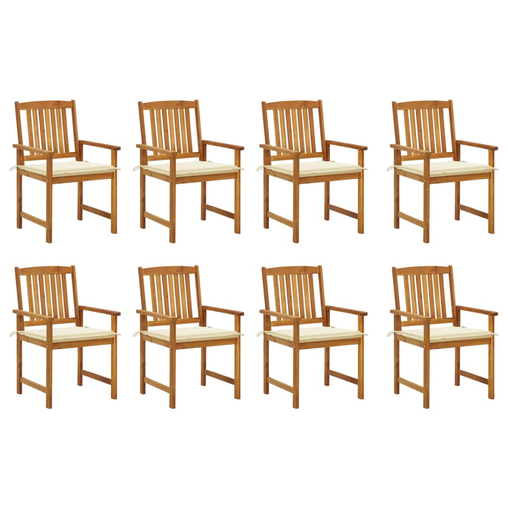 vidaXL Patio Chairs with Cushions 8 pcs Solid Acacia Wood