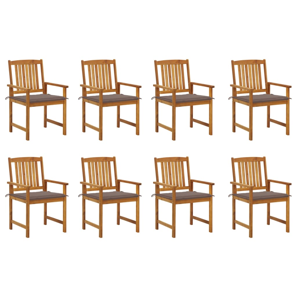 vidaXL Patio Chairs with Cushions 8 pcs Solid Acacia Wood