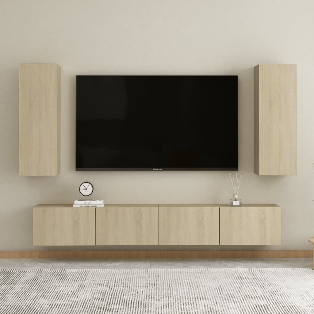 vidaXL 4 Piece TV Cabinet Set Sonoma Oak Chipboard