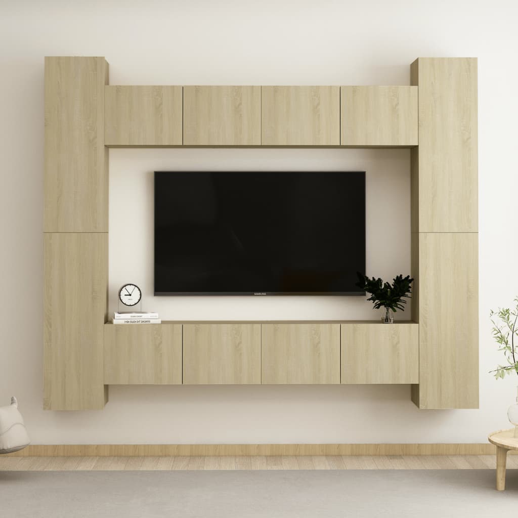 vidaXL 8 Piece TV Cabinet Set Sonoma Oak Chipboard