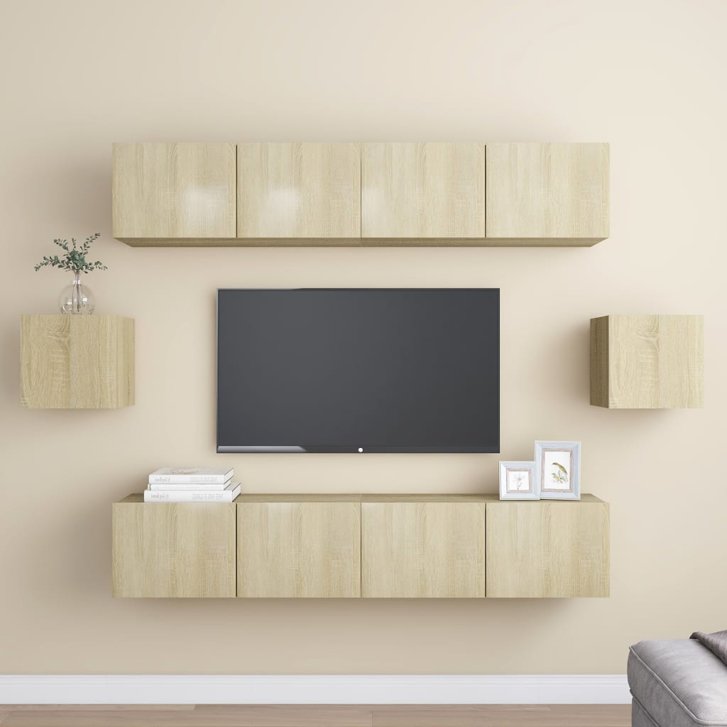 vidaXL 6 Piece TV Cabinet Set Sonoma Oak Chipboard