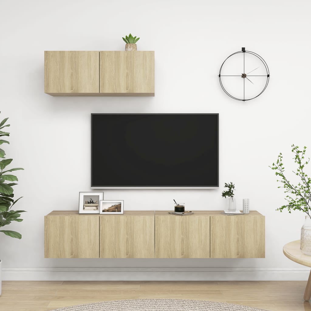 vidaXL TV Cabinets 3 pcs Sonoma Oak Chipboard