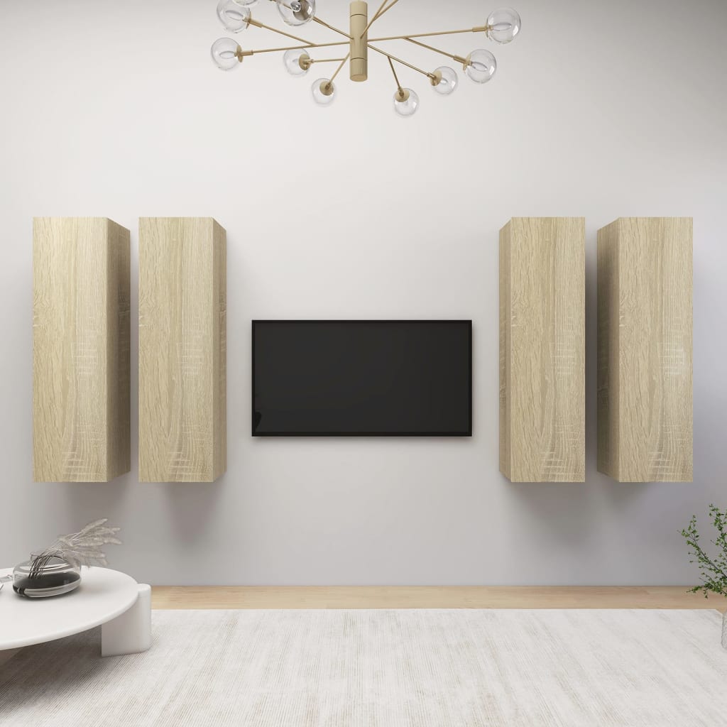 vidaXL TV Cabinets 4 pcs Sonoma Oak 12"x11.8"x43.3" Chipboard