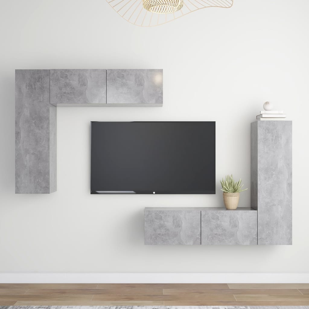 vidaXL 4 Piece TV Cabinet Set Concrete Gray Chipboard