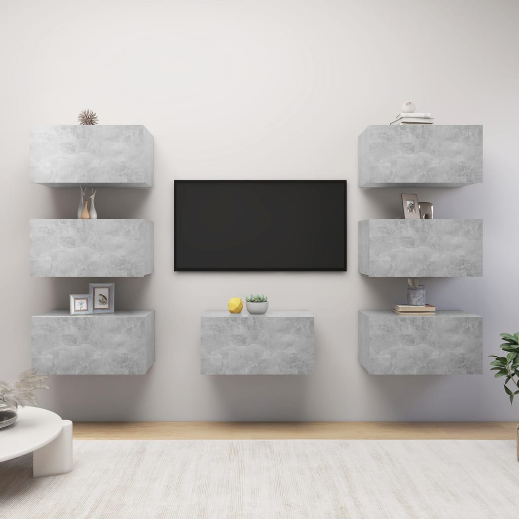 vidaXL TV Cabinets 7 pcs Concrete Gray 12"x11.8"x23.6" Chipboard