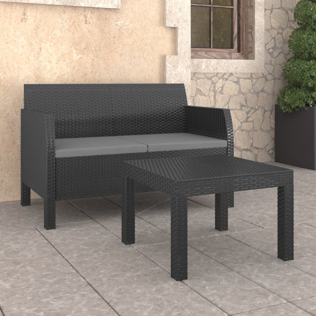 vidaXL 2 Piece Patio Lounge Set with Cushions PP Anthracite