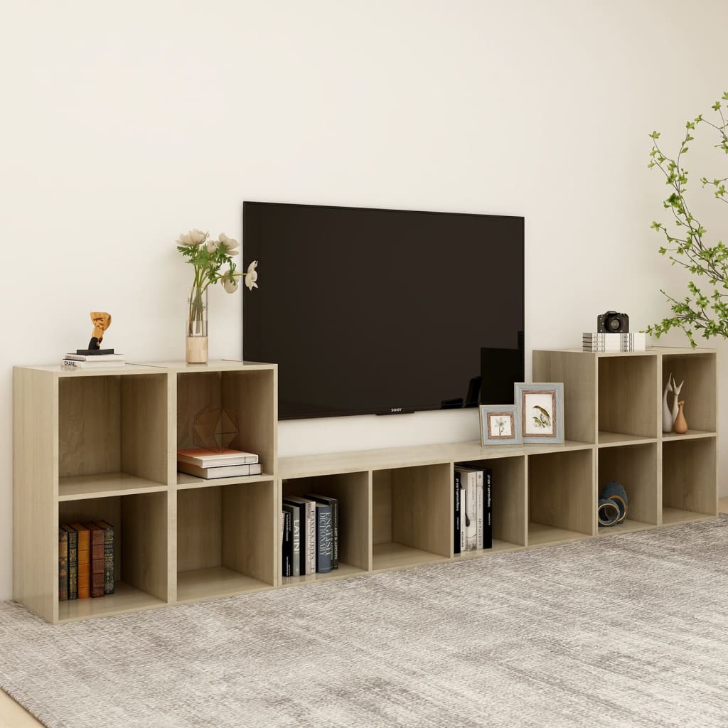 vidaXL 5 Piece TV Cabinet Set Sonoma Oak Chipboard