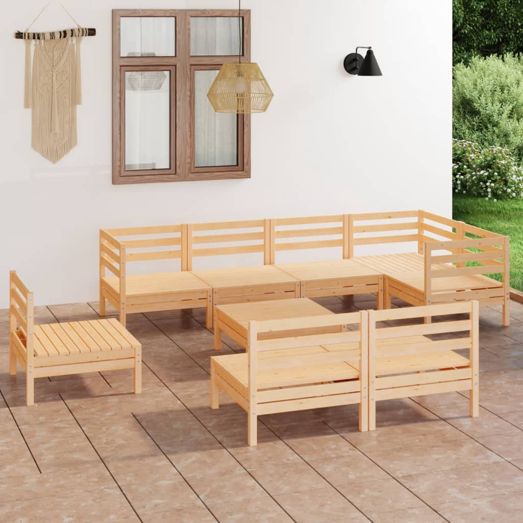 vidaXL 9 Piece Patio Lounge Set Solid Pinewood