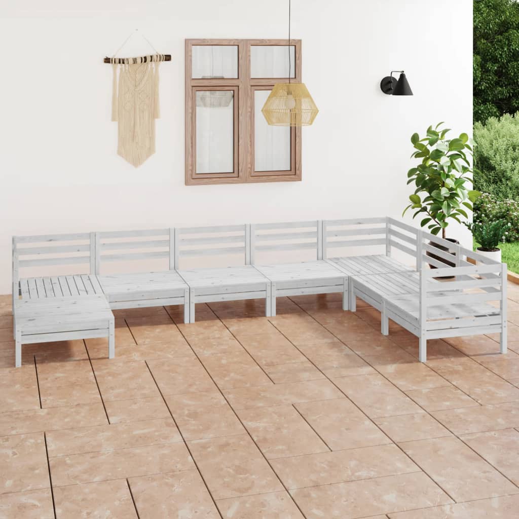 vidaXL 8 Piece Patio Lounge Set Solid Pinewood White