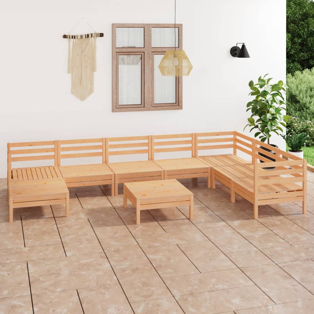 vidaXL 9 Piece Patio Lounge Set Solid Pinewood