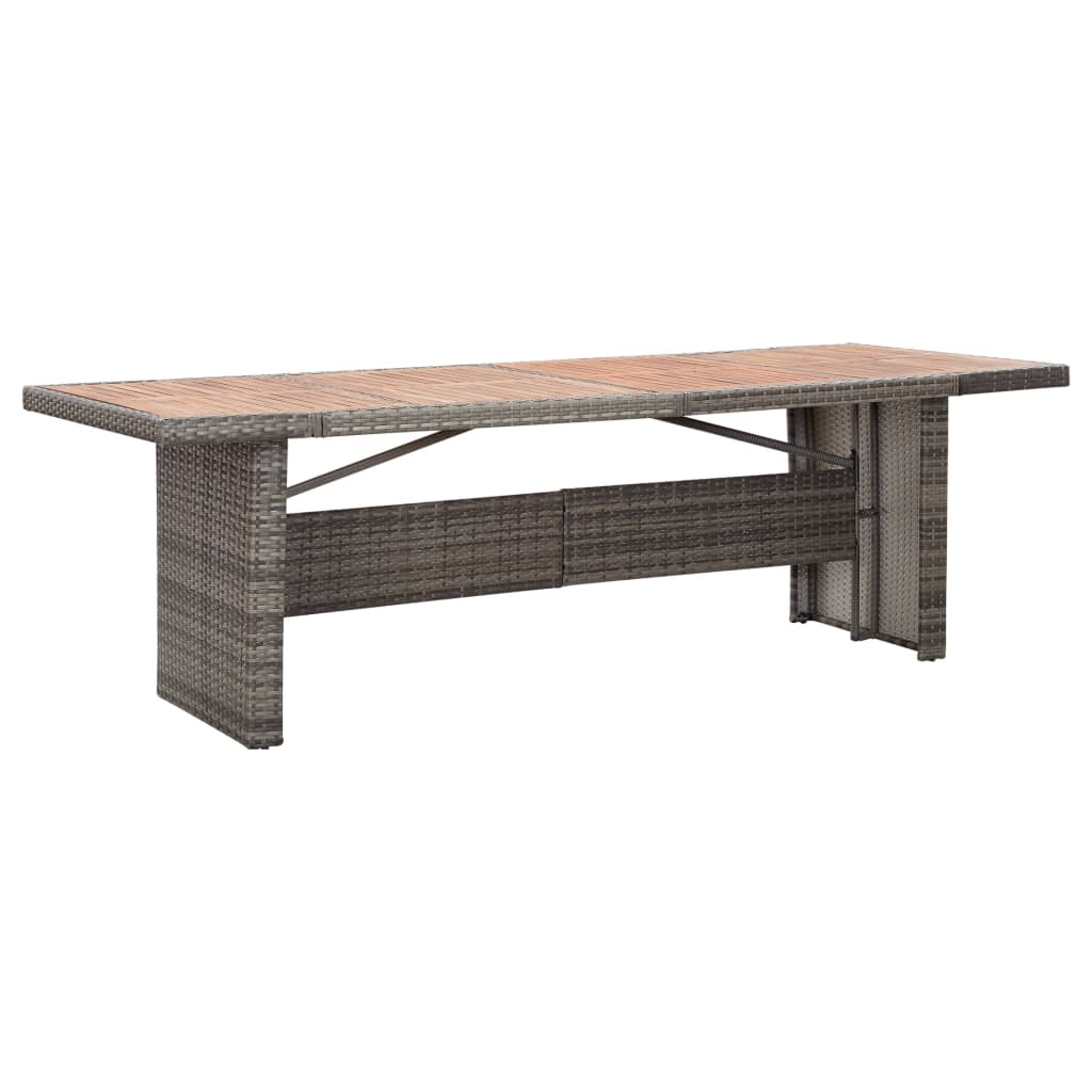 vidaXL Patio Table 94.5"x35.4"x29.1" Poly Rattan and Solid Acacia Wood