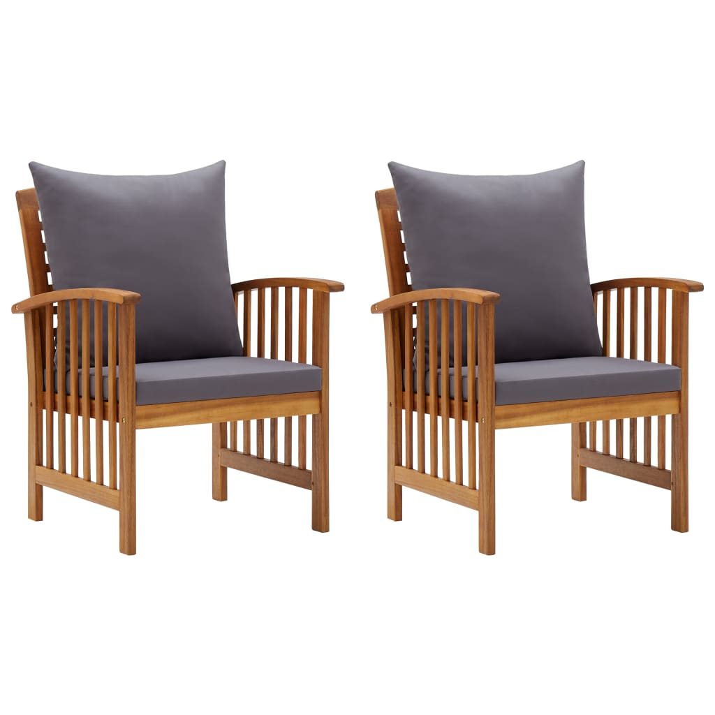 vidaXL Patio Chairs with Cushions 2 pcs Solid Acacia Wood