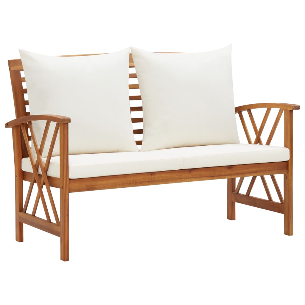 vidaXL Patio Bench with Cushions 46.9" Solid Acacia Wood