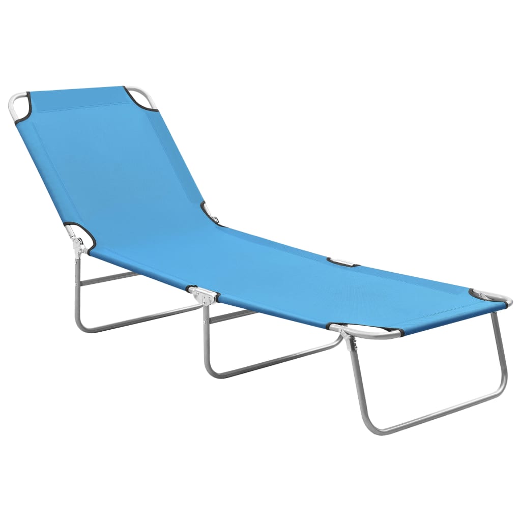 vidaXL Folding Sun Lounger Steel and Fabric Turquoise Blue