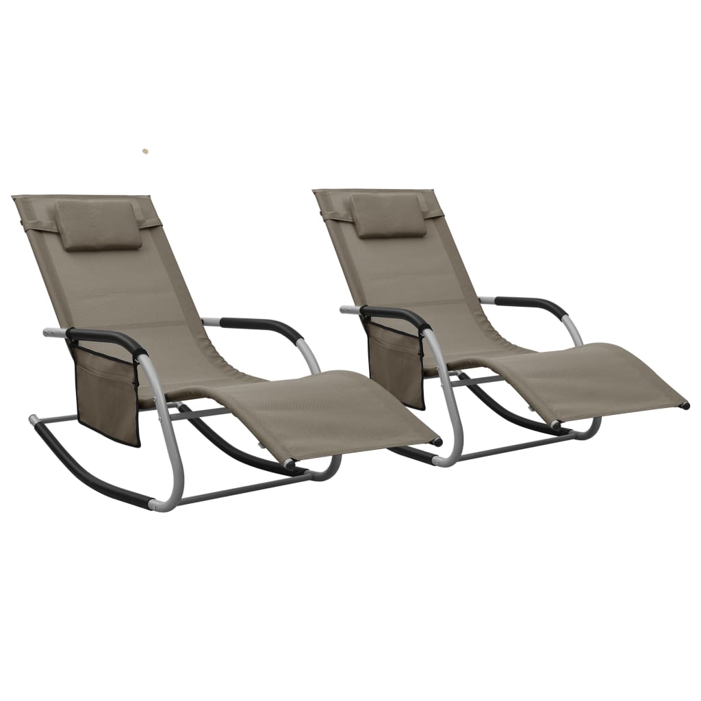 vidaXL Sun Loungers 2 pcs Textilene Taupe and Gray