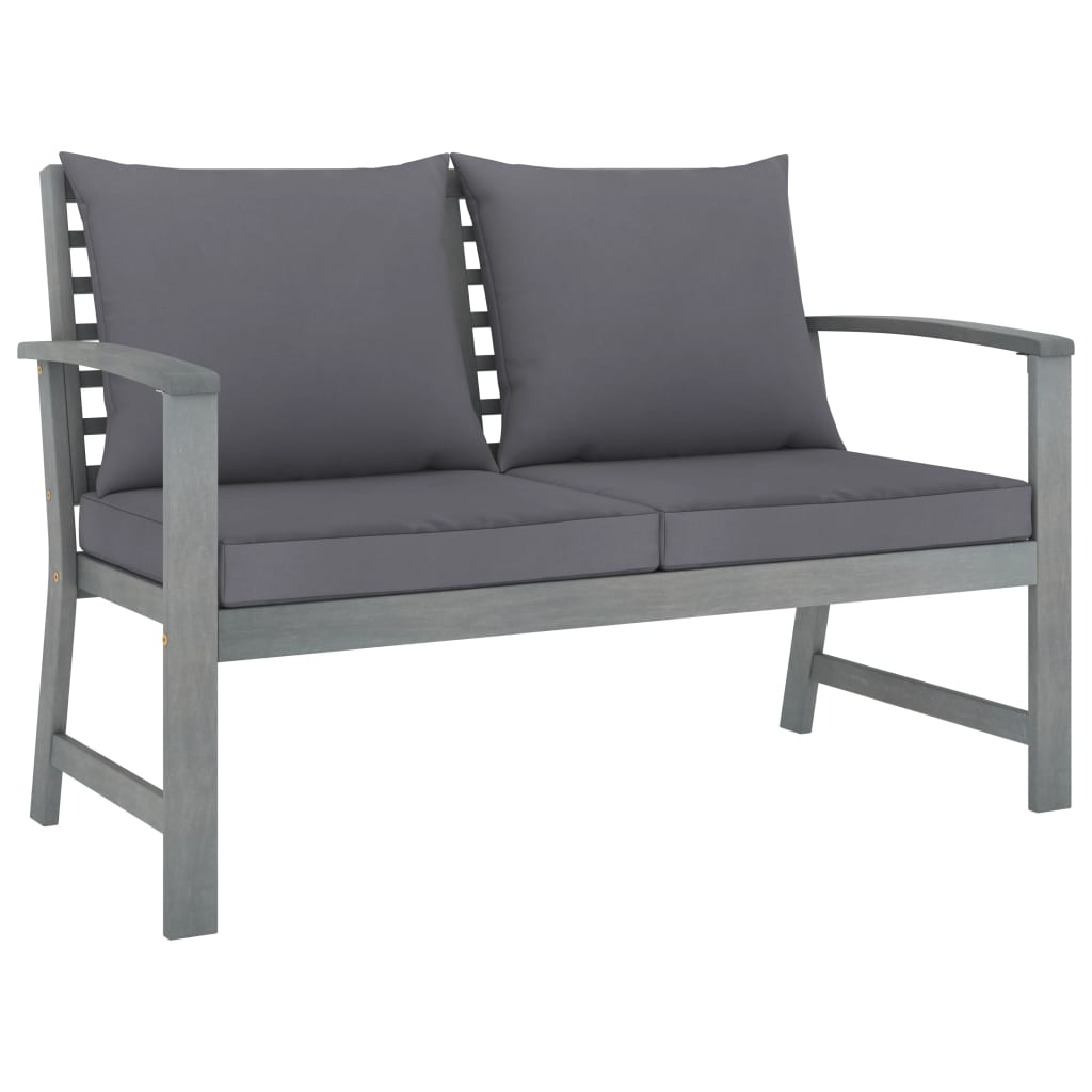 vidaXL Patio Bench 47.2" with Dark Gray Cushion Solid Acacia Wood