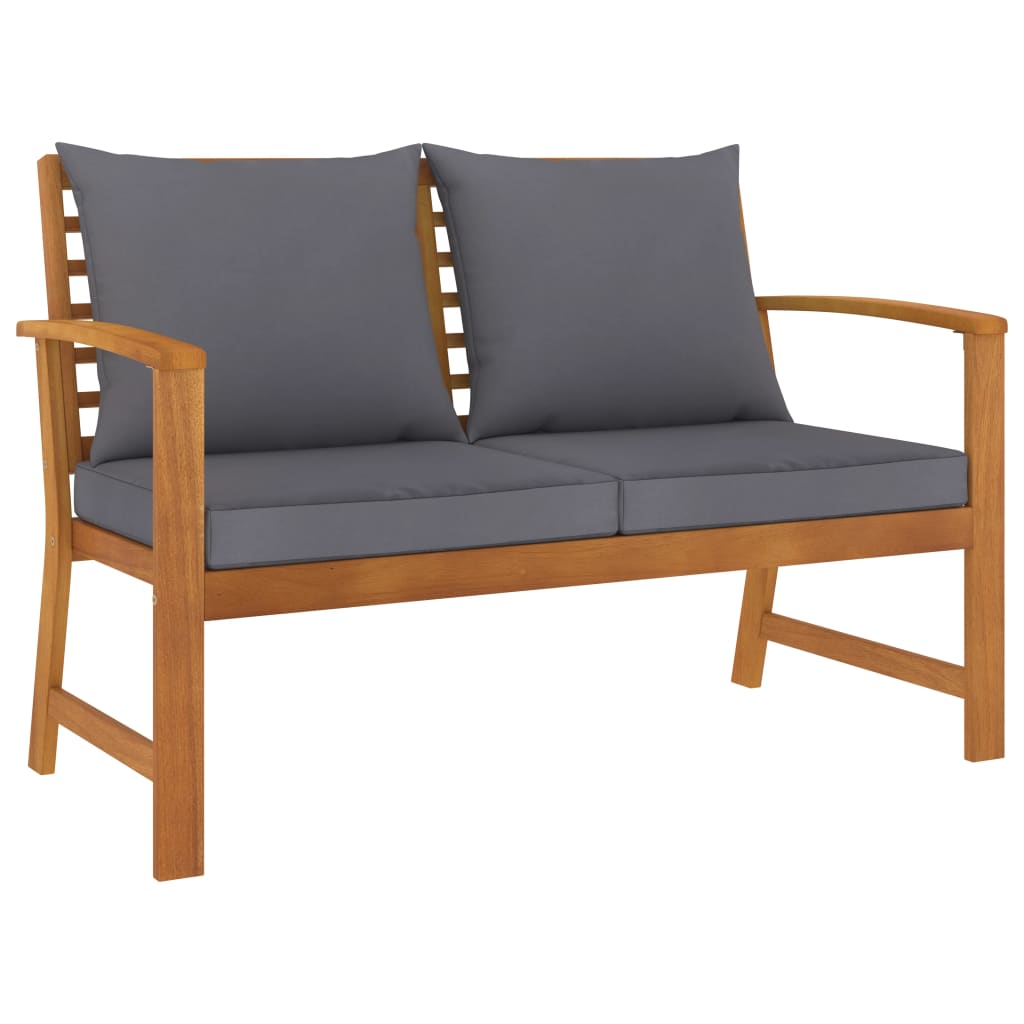 vidaXL Patio Bench 47.2" with Dark Gray Cushion Solid Acacia Wood