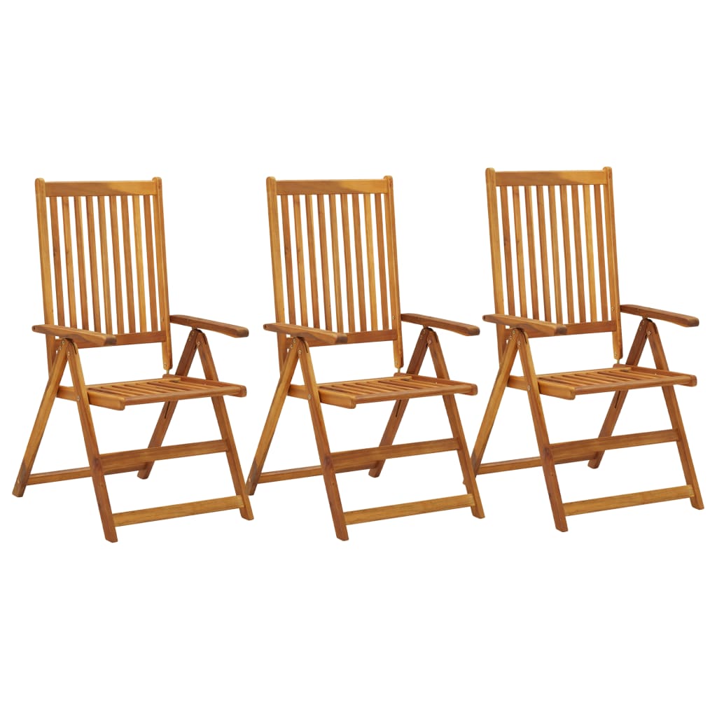 vidaXL Patio Reclining Chairs 3 pcs Solid Acacia Wood