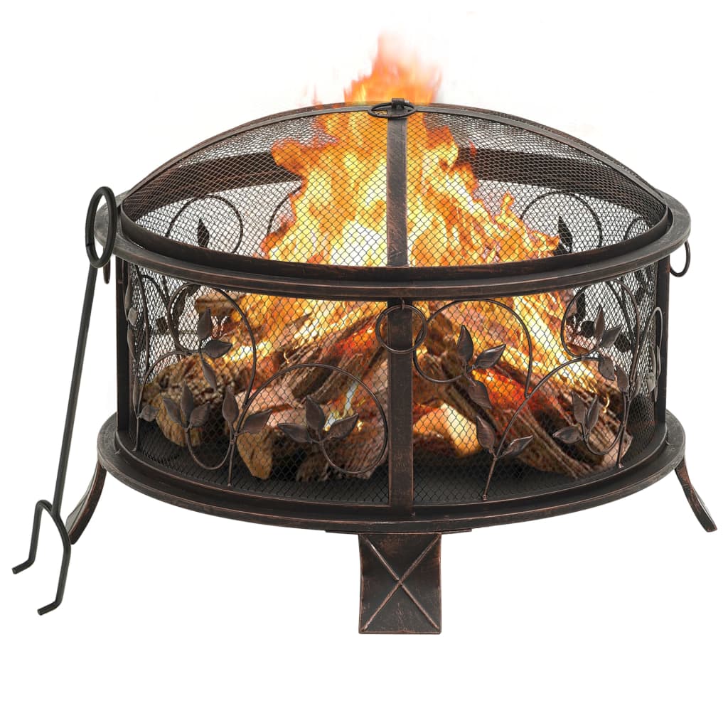 vidaXL Rustic Fire Pit with Poker 26.6 XXL Steel"