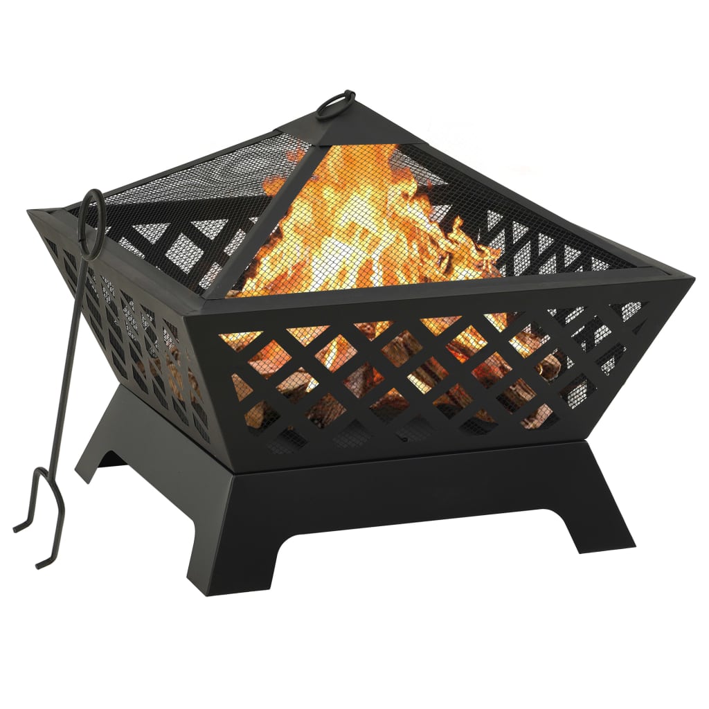 vidaXL Fire Pit with Poker 25.2 XXL Steel"