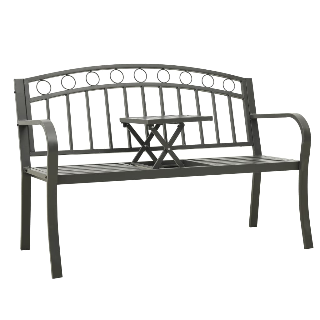 vidaXL Patio Bench with a Table 49.2" Steel Gray