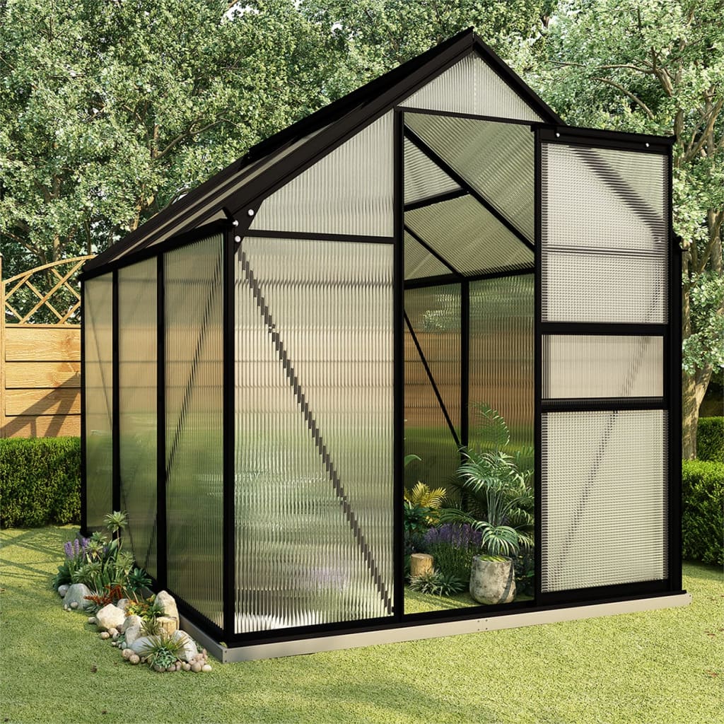 vidaXL Greenhouse with Base Frame Anthracite Aluminum 38.9 ft2