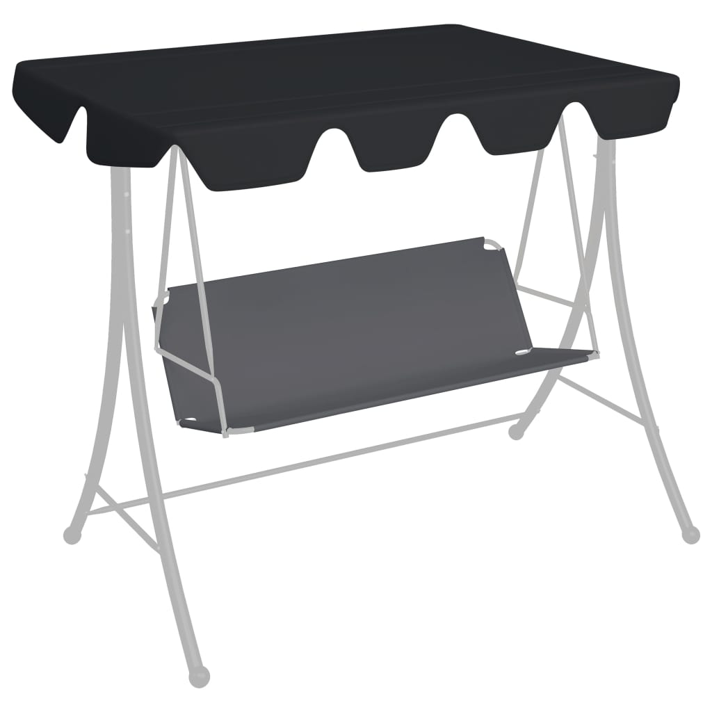 vidaXL Replacement Canopy for Garden Swing Black 59.1"/51.8"x27.6"/41.3"