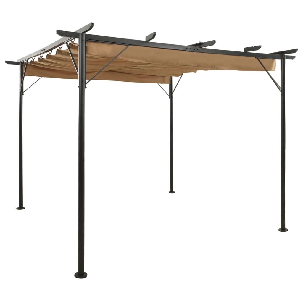 vidaXL Pergola with Retractable Roof Taupe 118.1"x118.1" Steel 180 g/m?