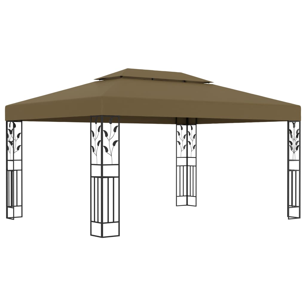 vidaXL Gazebo with Double Roof 118.1"x157.5" Taupe 180 g/m?