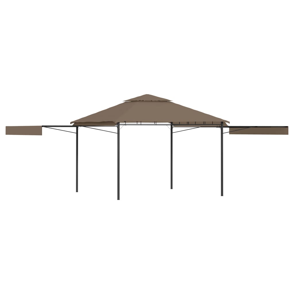 vidaXL Gazebo with Double Extending Roofs 118.1"x118.1"x108.3" Taupe 180g/m2