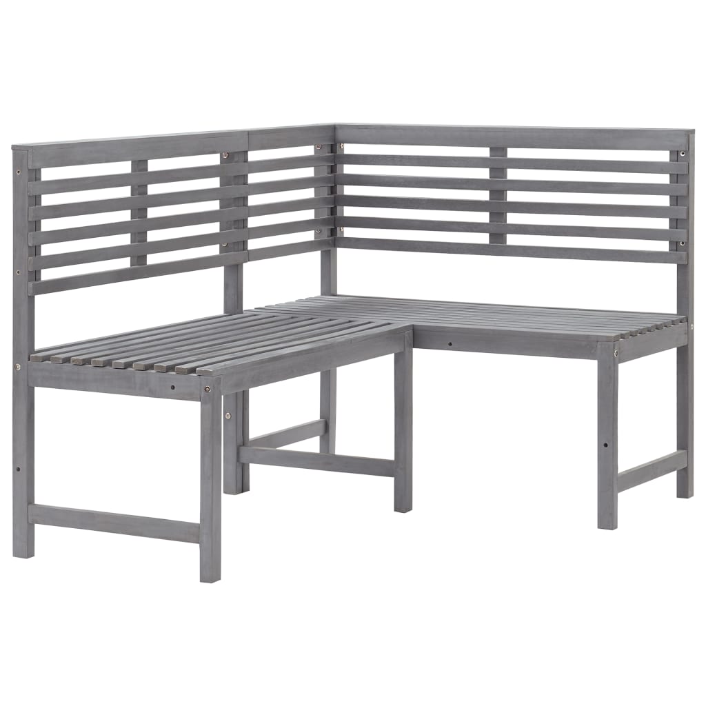 vidaXL Patio Corner Bench Gray 55.1" Solid Acacia Wood