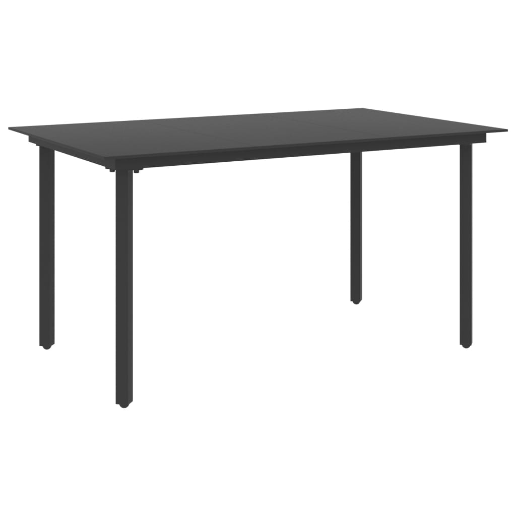 vidaXL Patio Dining Table Black 59.1"x31.5"x29.1" Steel and Glass