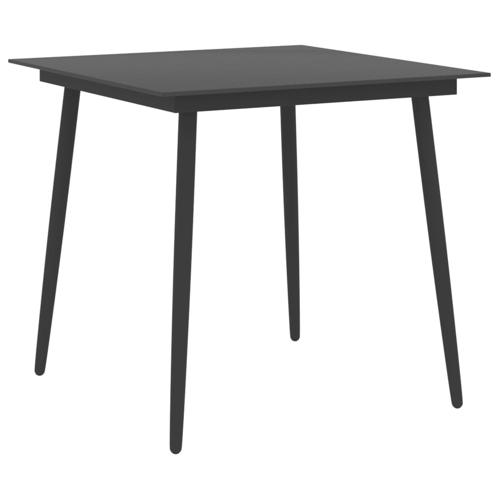 vidaXL Patio Dining Table Black 31.5"x31.5"x29.1" Steel and Glass