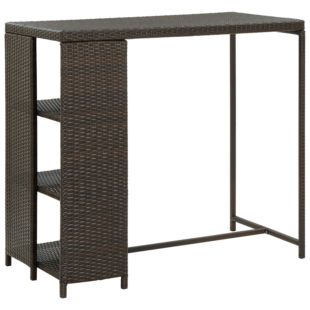 vidaXL Bar Table with Storage Rack Brown 47.2x23.6"x43.3" Poly Rattan"