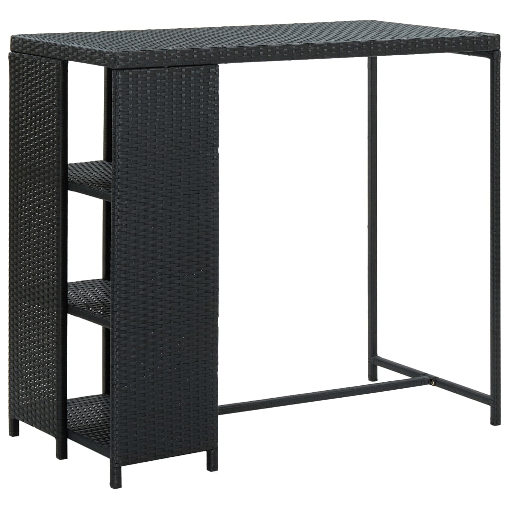 vidaXL Bar Table with Storage Rack Black 47.2x23.6"x43.3" Poly Rattan"