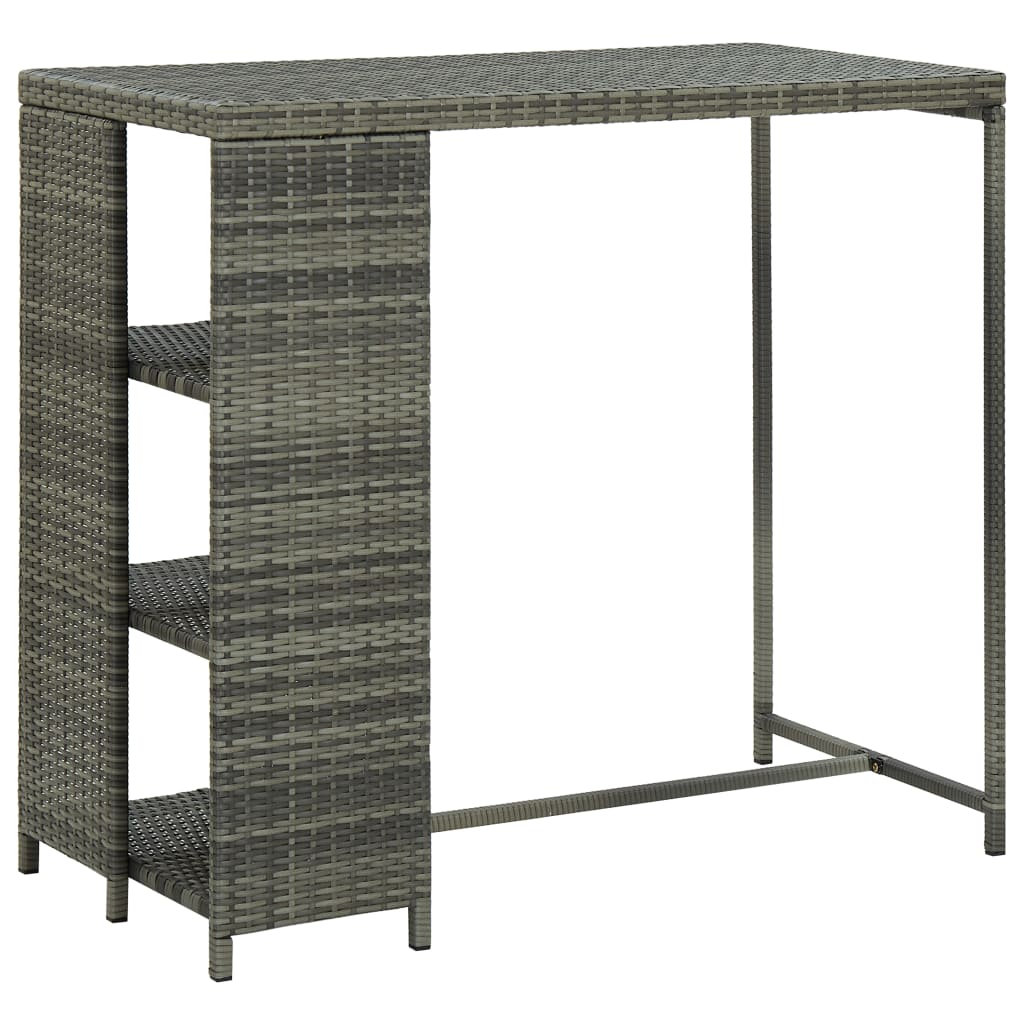 vidaXL Bar Table with Storage Rack Gray 47.2x23.6"x43.3" Poly Rattan"