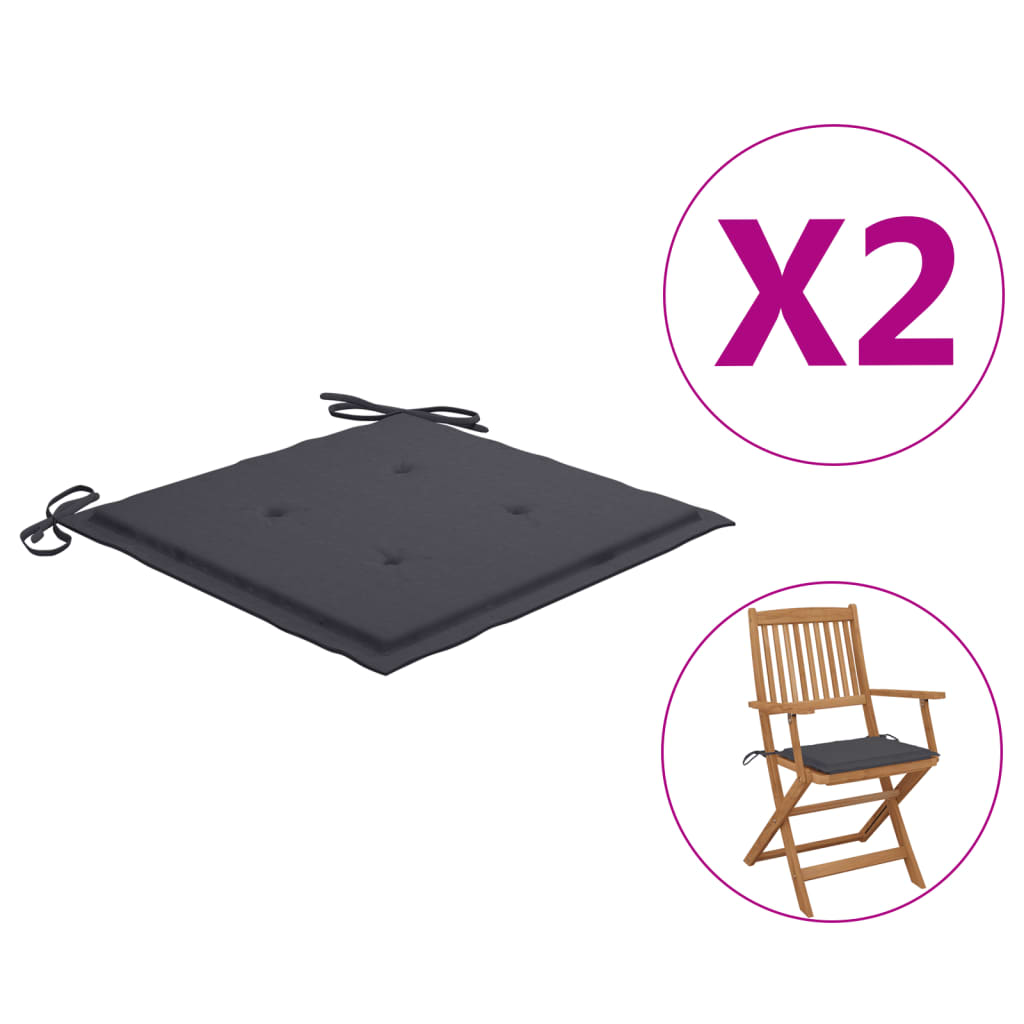 vidaXL Garden Chair Cushions 2 pcs Anthracite 15.7"x15.7"x1.2" Fabric