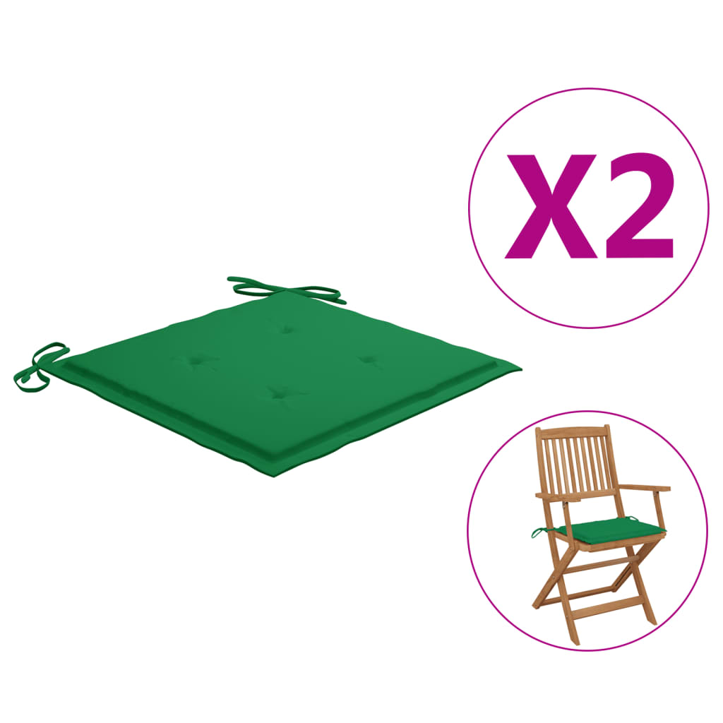vidaXL Garden Chair Cushions 2 pcs Green15.7"x15.7"x1.2" Fabric