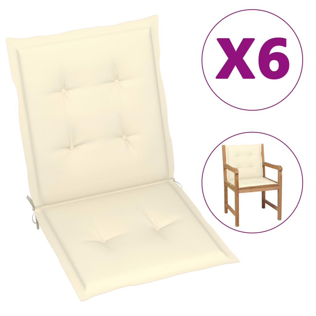 vidaXL Garden Chair Cushions 6 pcs Cream 39.4"x19.7"x1.2"