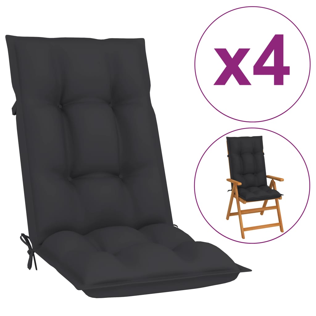 vidaXL Garden Chair Cushions 4 pcs Anthracite 47.2"x19.7"x2.8"
