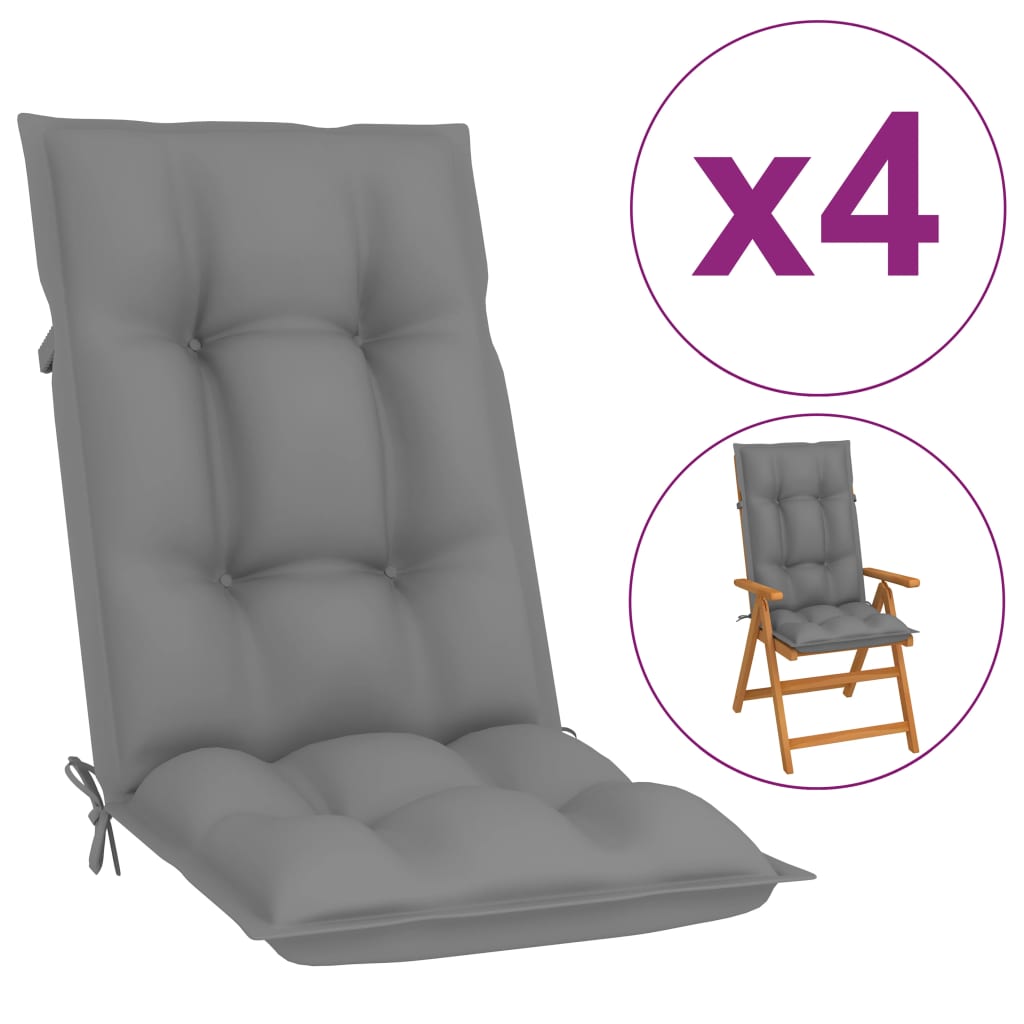 vidaXL Garden Chair Cushions 4 pcs Gray 47.2"x19.7"x2.8"